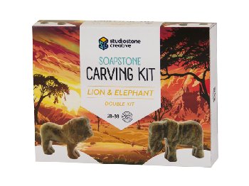 Soapstone Carving Kit - Lion & Elephant (African Series)