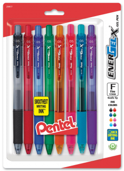 EnerGel-X Retractable Pen, Fine Line, Assorted colors - 8 pack