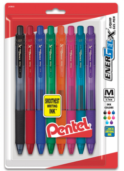 EnerGel-X Retractable Pen, Medium Line, Assorted Colors - 8 pack
