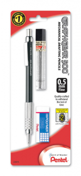 GraphGear 500 Mechanical Pencil - Black Barrel (0.5mm) with Lead & Small Eraser