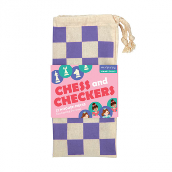 Chess and Checkers Wooden Enchanting Princess in Cloth Bag
