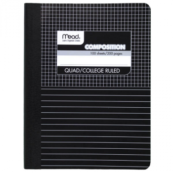 Mead Black Marble Graph/Ruled Composition Book 100 Sheets