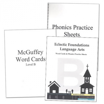 Eclectic Foundations Language Arts Level B Word Cards and Phonics Practice Sheets
