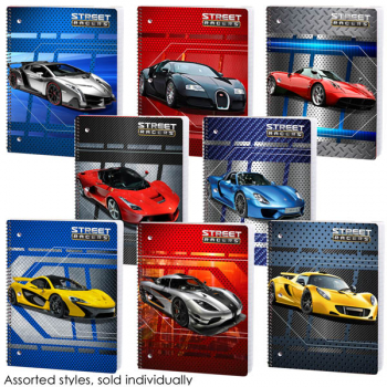 Street Racers Wide Ruled Theme Book Assorted From Zero to Organized Design