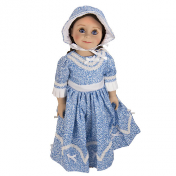 Blue Sunday Dress with Bonnet for 18" Doll (Little House Dolls & accessories)