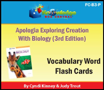 Apologia Exploring Creation With Biology 3rd Edition Vocabulary Flash Cards - Print