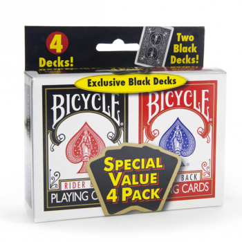Bicycle Standard Cards 4 Pack - Black & Red