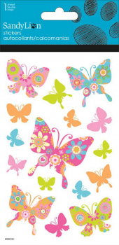 Colorful Butterflies - Clear With Glitter Stickers