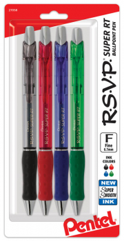 R.S.V.P. Super RT Ballpoint Pen - 4 pack (black, red, blue, green)