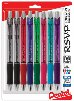 R.S.V.P. Super RT Ballpoint Pen - 8 pack (assorted colors)