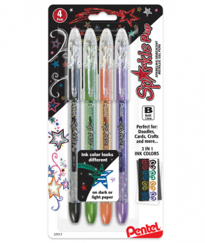 Sparkle Pop Metallic Gel Pen - 4 pack (black-red/green-blue/violet-blue/orange-yellow)