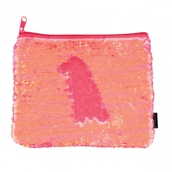 Coral Iridescent / Matte Magic Sequin Zip Pouch