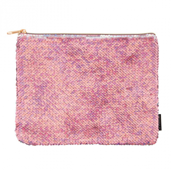 Pink Champagne / Iridescent Magic Sequin Chunky Zip Pouch