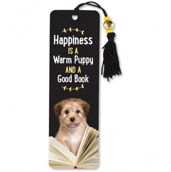 Happiness is a Warm Puppy and a Good Book Beaded Bookmark