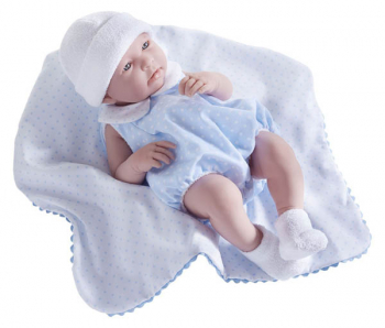 La Newborn Realistic 17" Vinyl Doll in Blue Bubble Suit Outfit and Blanket - Boy