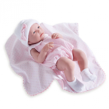 La Newborn Realistic 17" Vinyl Doll in Pink Bubble Suit Outfit and Blanket - Girl