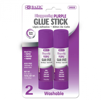 Glue Sticks - Disappearing Purple Acid Free, Washable (21g/ 0.7oz.) Large (2/Pack)