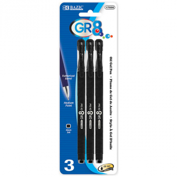Gr8 Oil Gel Pen Medium Point Black Ink (3 pack)