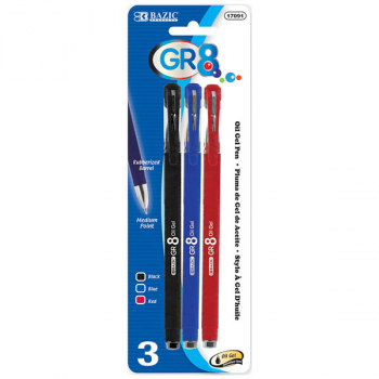 Gr8 Oil Gel Pens Medium Point - Black/Blue/Red Ink
