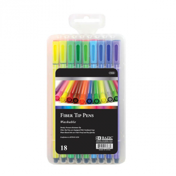 Washable Fiber Tip Pens: 18 Colors