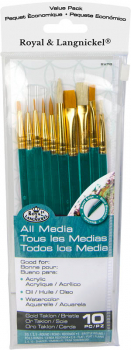 Gold Taklon & Natural Bristle Artist Brush Set (10 piece)