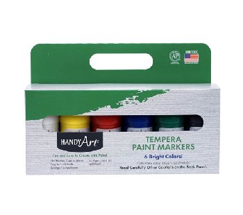Tempera Primary Colors Paint Markers Set of 6 (2 oz)