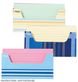 Mead Ruled Color Index Cards with Tray 150 count (assorted designs)
