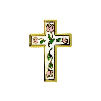 Cross with Flowers Pin