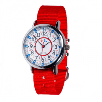 EasyRead 24 Hour Watch - Red & Blue Face, Red Strap