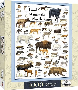 Land Mammals of North America Puzzle - Poster Art (1000 piece)
