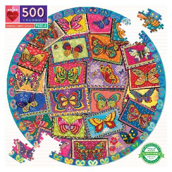 Vintage Butterflies Round Jigsaw Puzzle (500 pieces)
