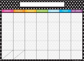 Black & White Dots Color Calendar Smart Poly Chart Space Saver