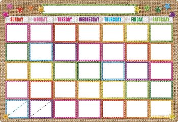 Burlap Calendar Smart Poly Wipe-Off Chart