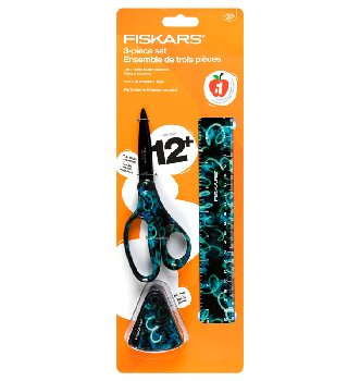 Fiskars Designer 3-piece set: Llamas (Student Scissors 7", Ruler, Flip Sharpener)