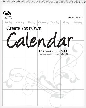 Paper Accents Calendar Create Your Own - 8.5 x11 (Portrait 14 Month-white)