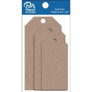 Paper Accents Craft Tags - Brown (25 assorted sizes)