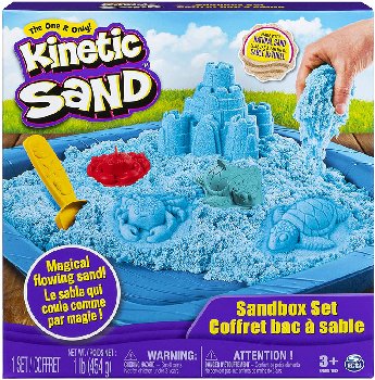 Kinetic Sand Sandbox Playset-1lb of Blue Kinetic Sand & 3 Molds