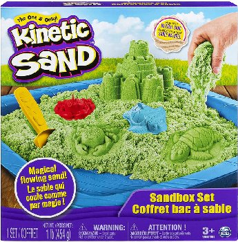 Kinetic Sand Sandbox Playset-1lb of Green Kinetic Sand & 3 Molds
