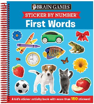Sticker by Number: First Words (Brain Games) 52 pages