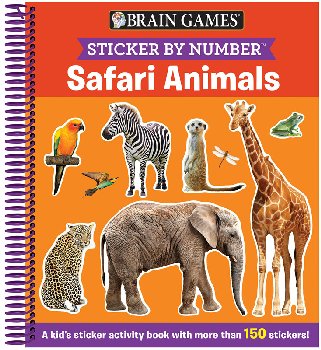 Sticker by Number: Safari Animals (Brain Games) 52 pages