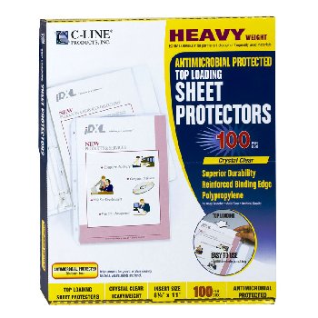 Heavyweight Sheet Protectors with Antimicrobial Protection, Clear, 11 x 8 1/2, 100/box