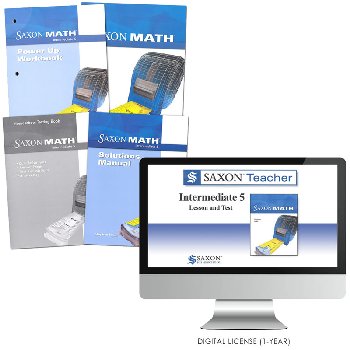 Saxon Math Intermediate 5 Comp Homeschool Kit + Saxon Teacher Digital License 1 year