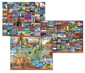 Travel Puzzle Bundle (set of three 1000-Piece Puzzles)